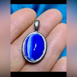 Vintage Sterling Silver with Blue Stone Necklace Charm